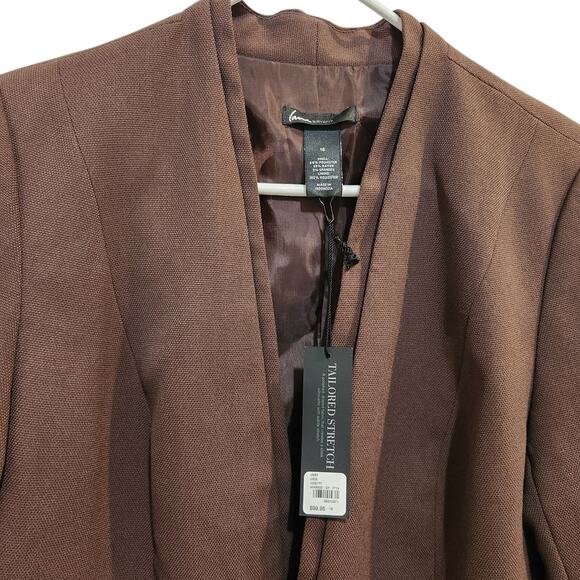Lane Bryant Brown Hook & Eye Textured Tailored Stretch Blazer Jacket Size 16 - Picture 6 of 10